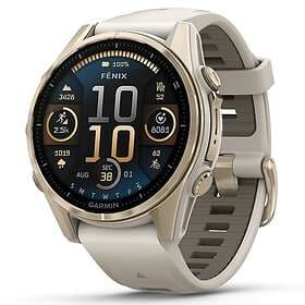 Garmin Fēnix 8 Sapphire Amoled Soft Gold 43mm Fog Grey/Dark Sandstone Strap